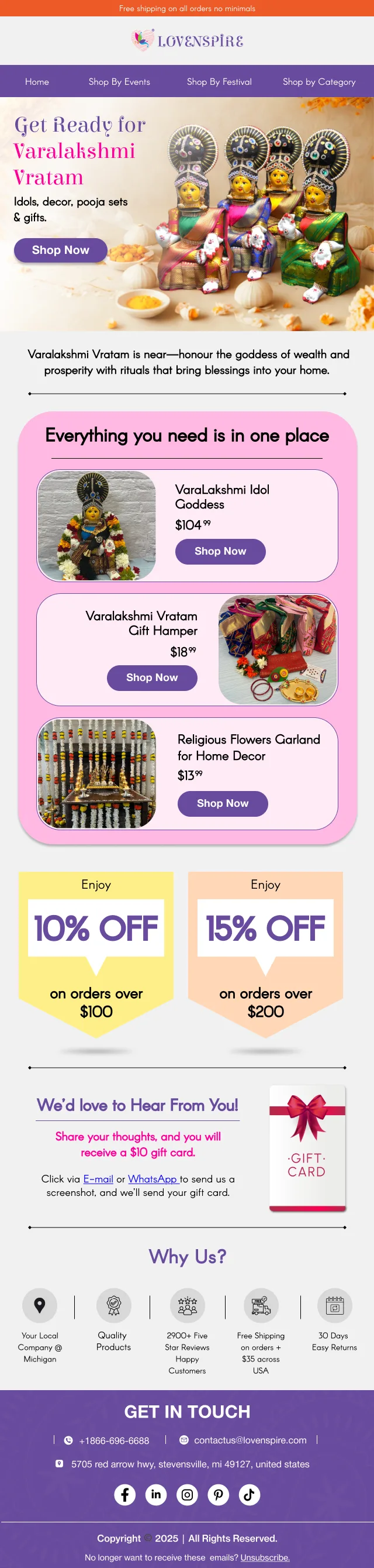 Get Ready for Varalakshmi Vratam, complete email design